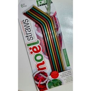 Joie 6 Metal Noël Straws with Cleaning Brush
